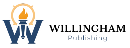 A logo for Willingham Publishing featuring a torch centered over a W